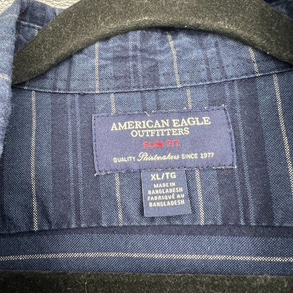 AEO | XL slim fit striped blue shirt - Picture 4 of 7